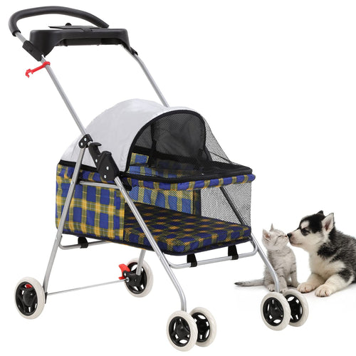 GraySnout 4-Wheel Posh Pet Stroller — Waterproof & Foldable