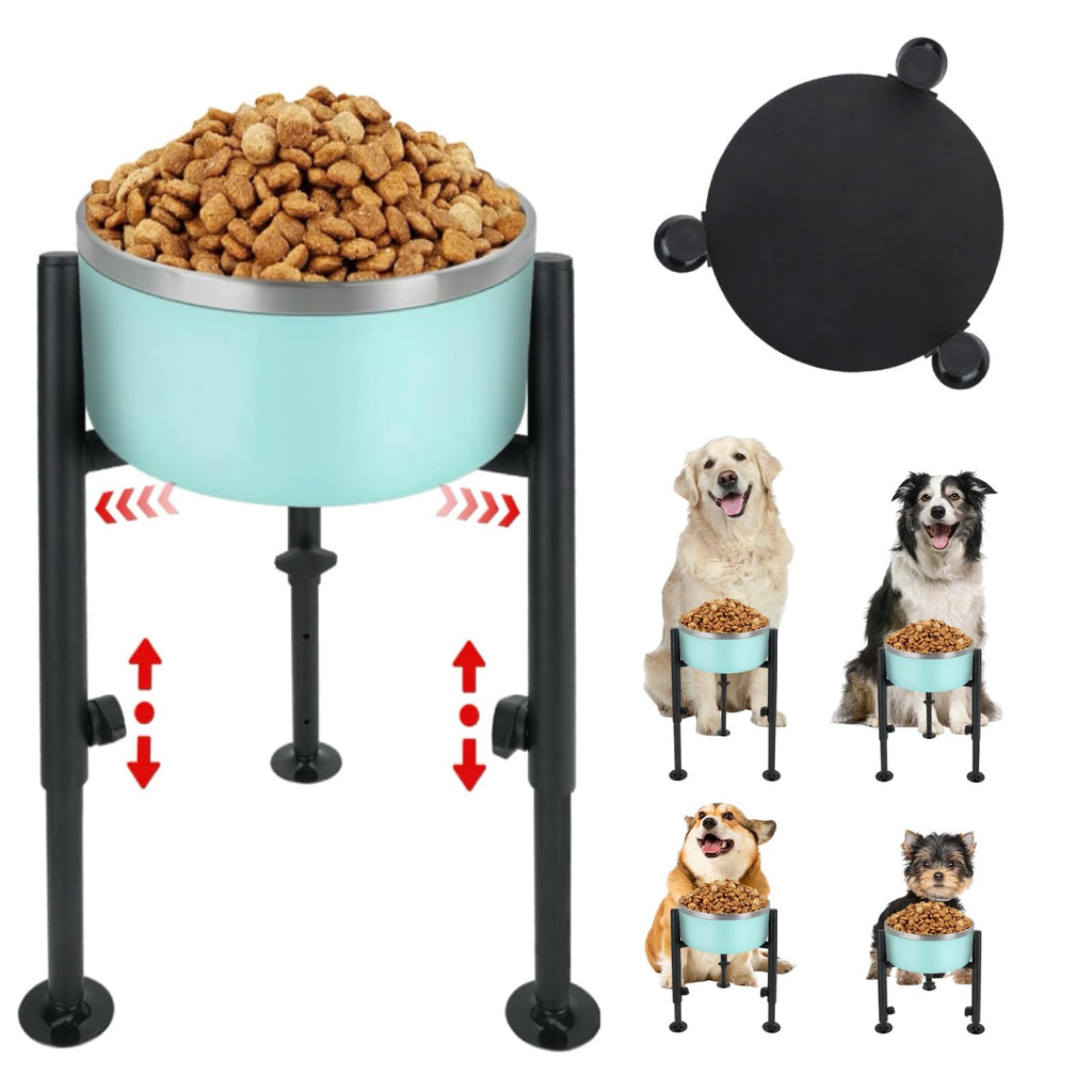 GraySnout Adjustable Metal Bowl Stand — Wide 4-Height Feeder for Large Breeds