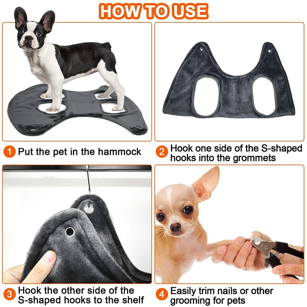 GraySnout Grooming Hammock Harness — Calm Restraint for Nail Trims