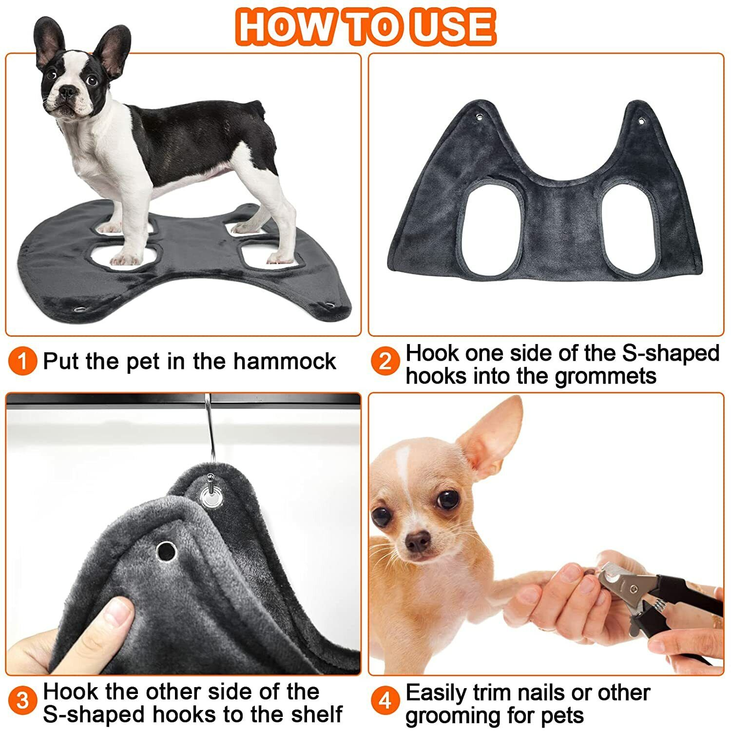 GraySnout Grooming Hammock Harness — Calm Restraint for Nail Trims