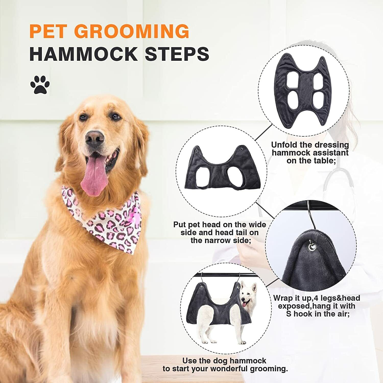 GraySnout Grooming Hammock Harness — Calm Restraint for Nail Trims