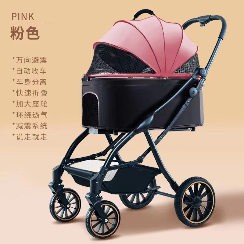 GraySnout Auto-Fold Electric Pet Stroller — Senior Dog Luxury Ride