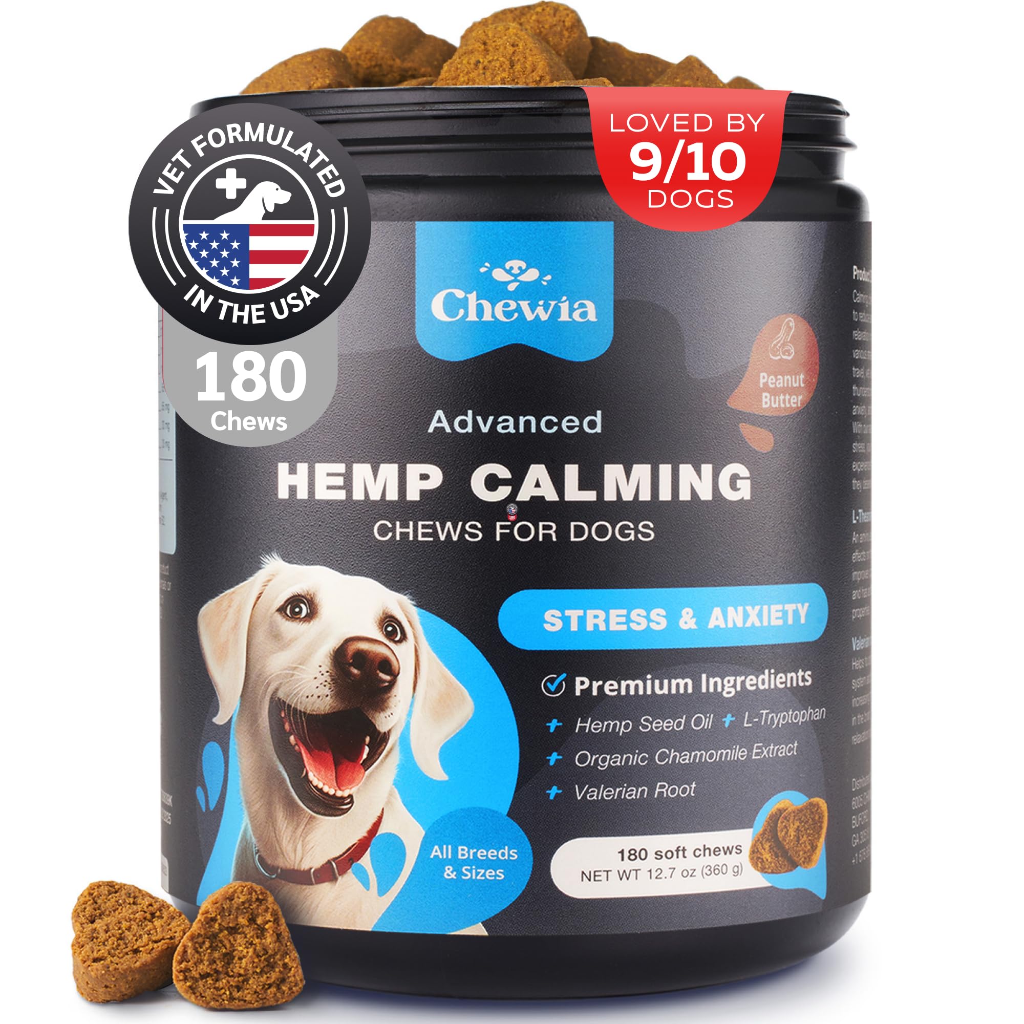GraySnout Hemp Calming Chews for Dogs — L-Theanine & Chamomile Formula