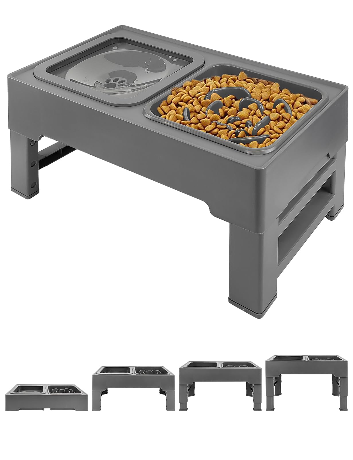 GraySnout Elevated Slow Feeder Stand with Anti-Spill Bowl