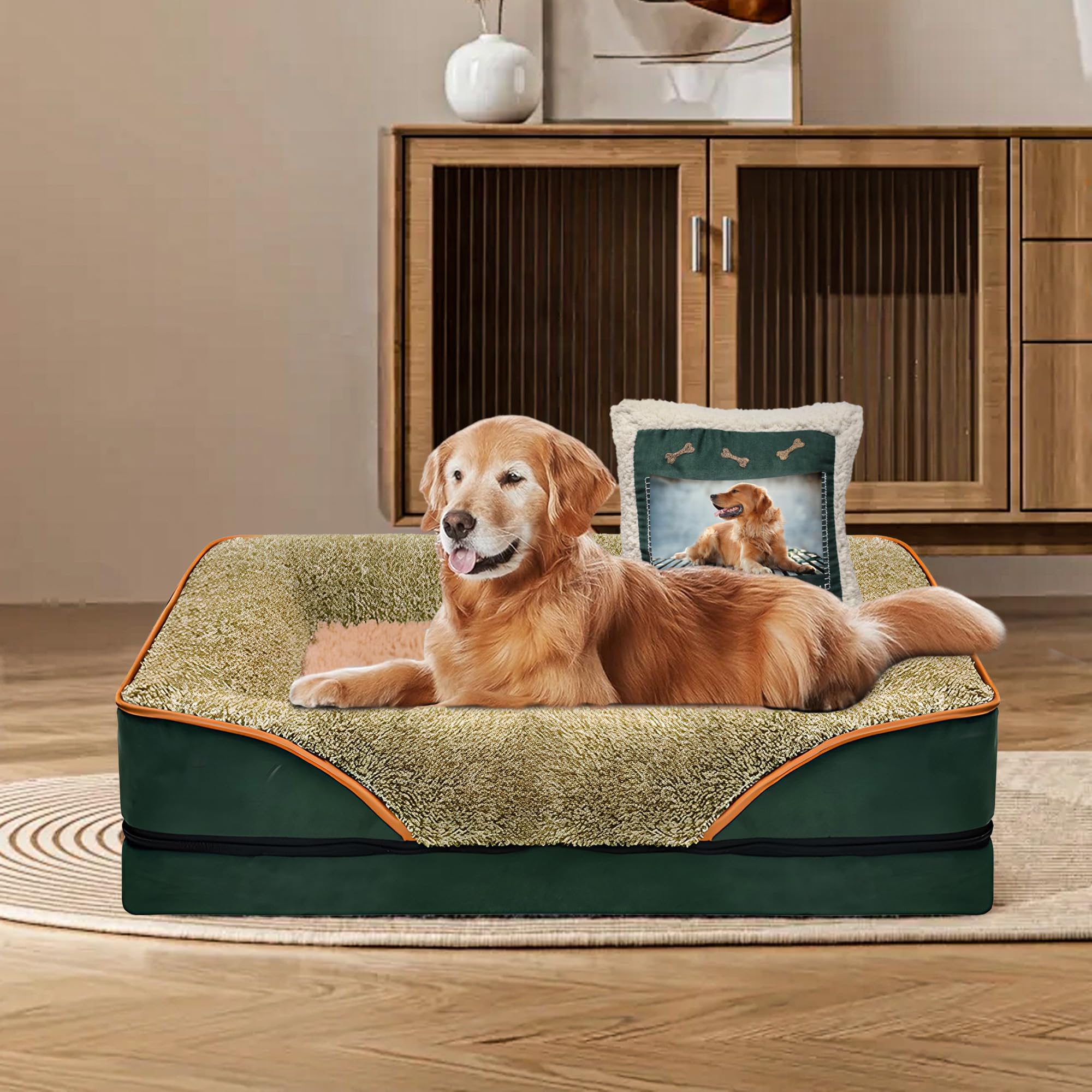 GraySnout Orthopedic Dog Sofa Bed with Pillow — Memory Foam (30x20")