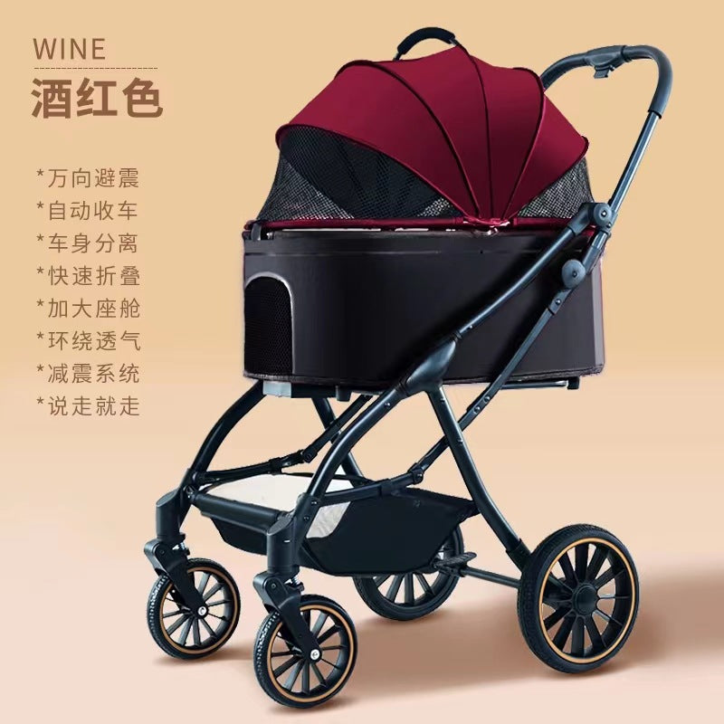 GraySnout Auto-Fold Electric Pet Stroller — Senior Dog Luxury Ride
