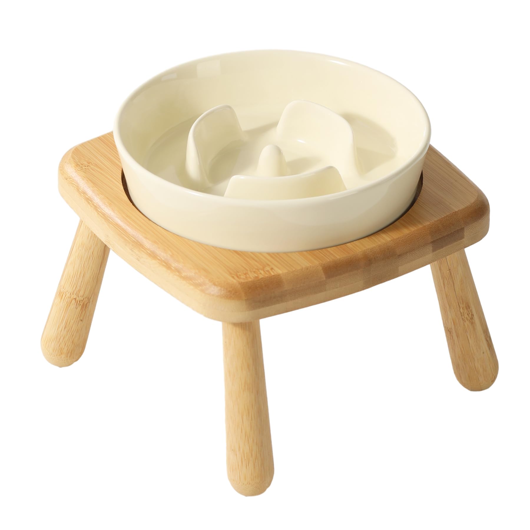GraySnout Ceramic Slow Feeder Bowl with Elevated Stand