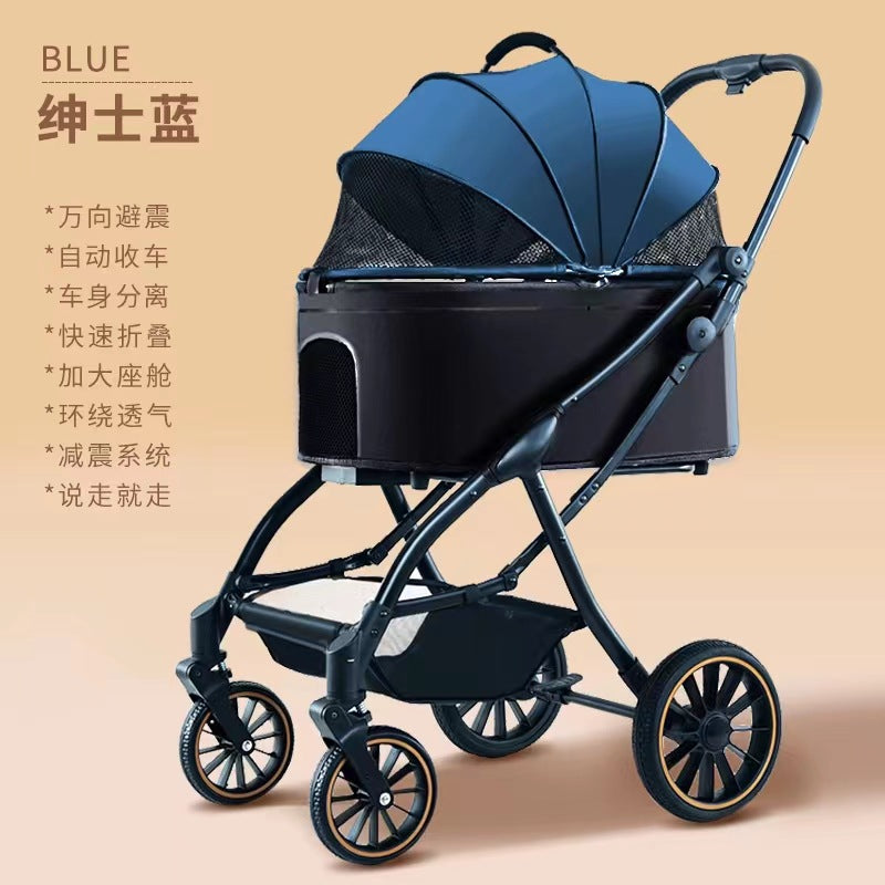 GraySnout Auto-Fold Electric Pet Stroller — Senior Dog Luxury Ride