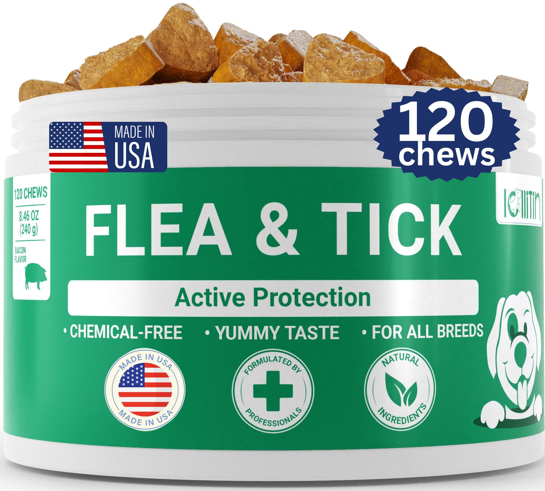 GraySnout Natural Flea & Tick Defense Chews — 120 Count