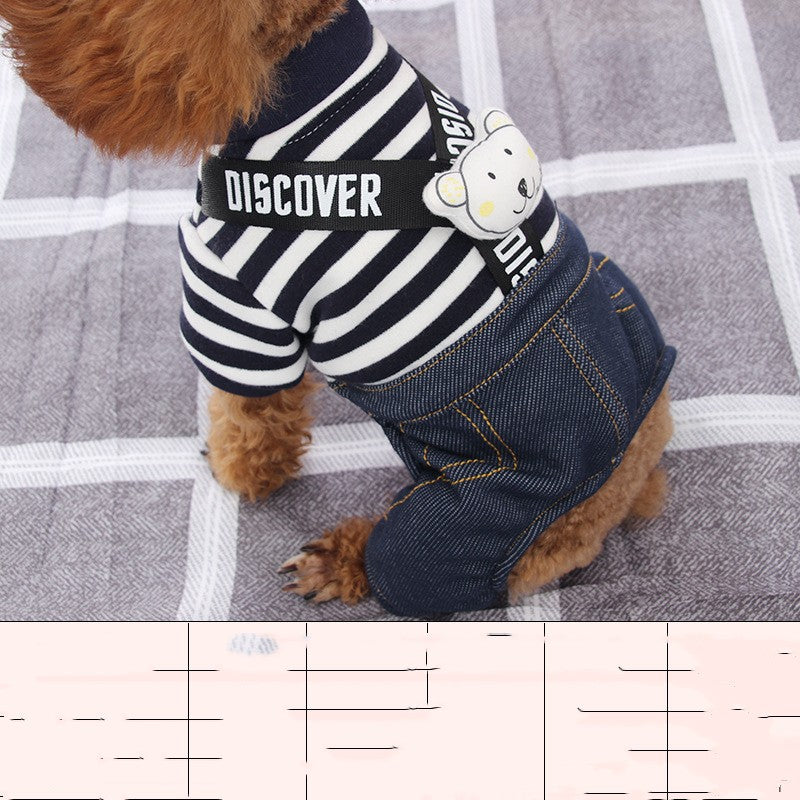 Casual Striped Strap Pants for Small Dogs
