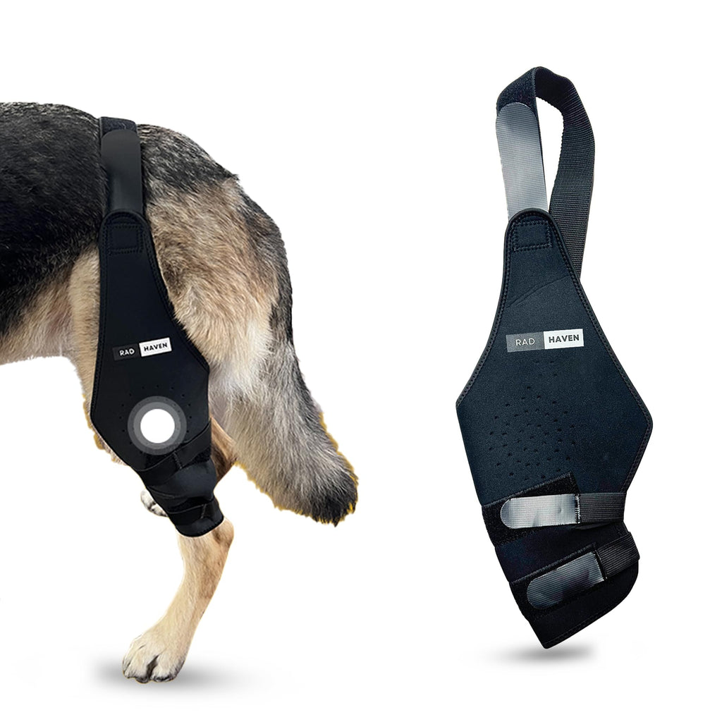 RadHaven Dog Knee Brace for Torn ACL Hind Leg Cruciate Ligament Injuries Patella Dislocation Double Straps and Comfortable Dog Leg Braces for Back Leg Support (Left- Small)