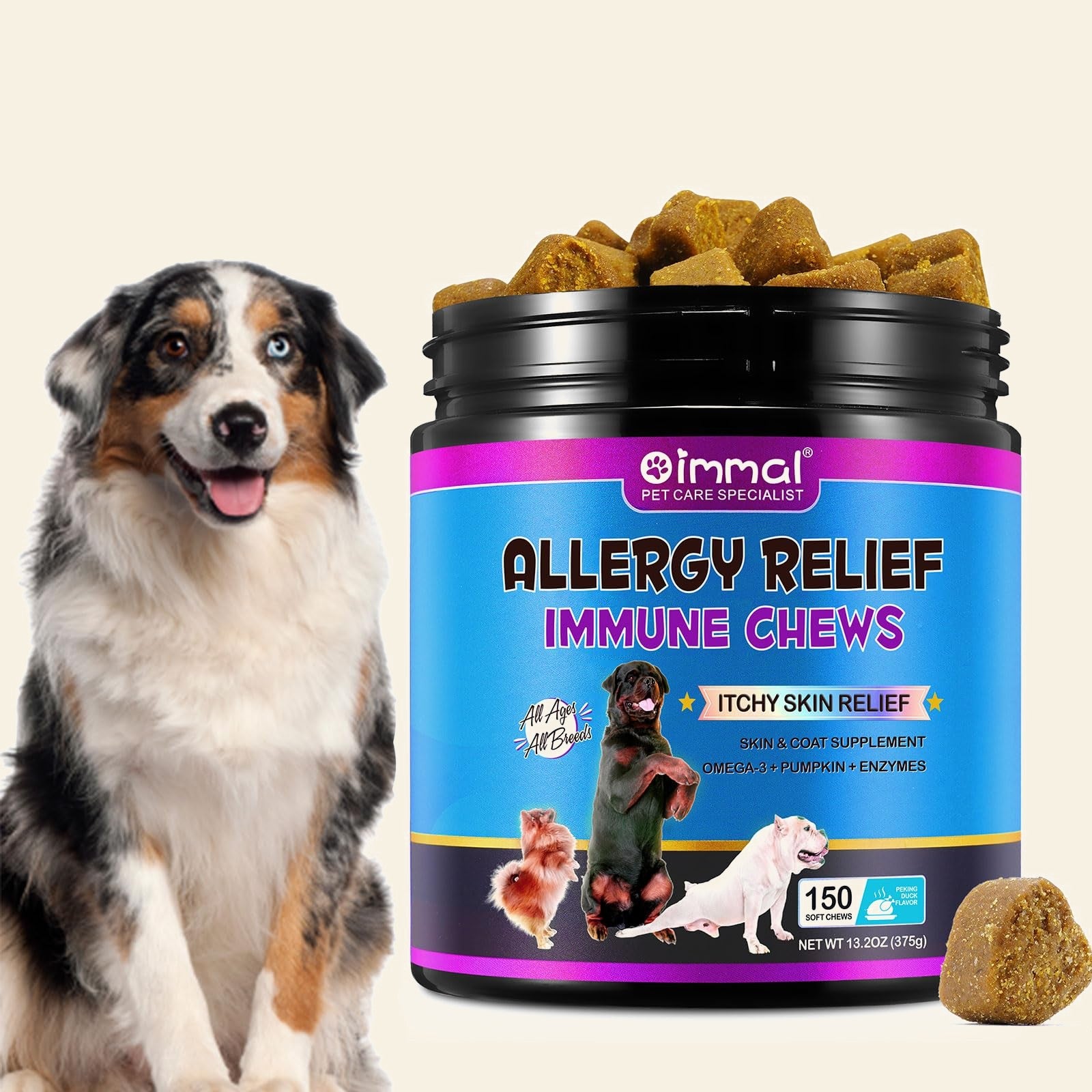 GraySnout Allergy & Itch Relief Chews — Omega-3 & Pumpkin (150ct)