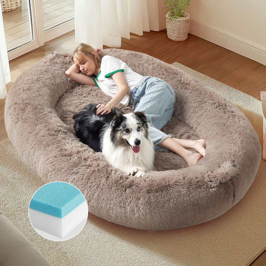 GraySnout Giant Human-Sized Dog Bed — Faux Fur Orthopedic (72x48")