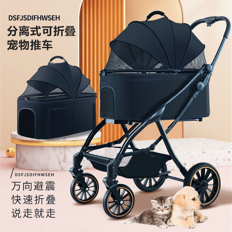 GraySnout Auto-Fold Electric Pet Stroller — Senior Dog Luxury Ride