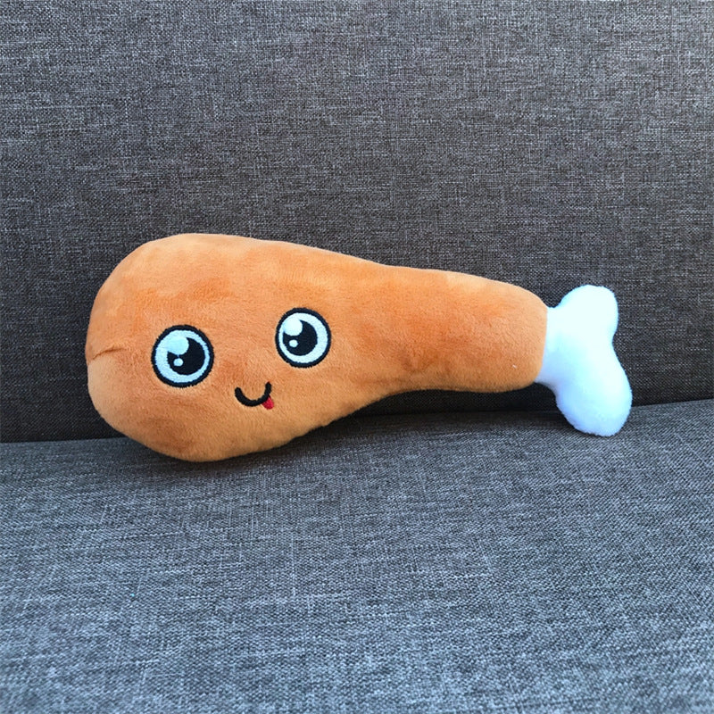 GraySnout Bite-Resistant Food-Shaped Plush Dog Toy Set