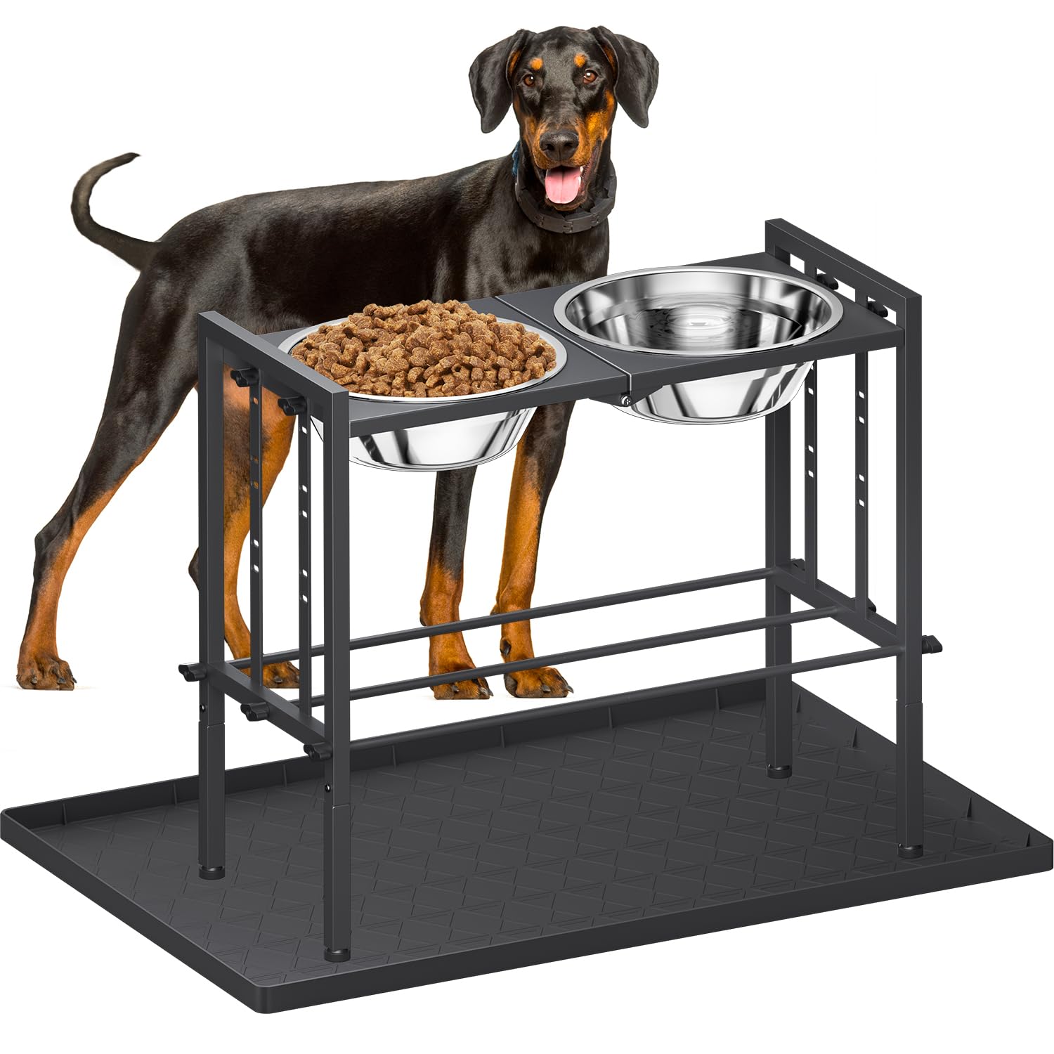 GraySnout Elevated Metal Bowl Stand — 3 Adjustable Heights