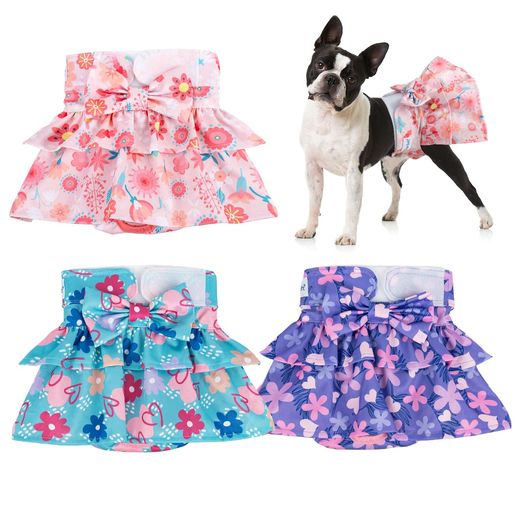 GraySnout Washable Female Dog Diapers — 3-Pack Dress Style
