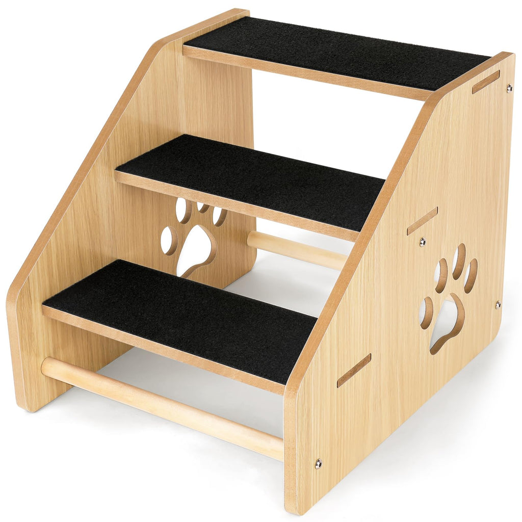 GraySnout Wooden Pet Steps — 3-Step Stair for Bed & Couch