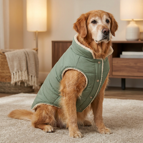 GraySnout CalmPuffer Anxiety Vest - quilted sage green dog anxiety wrap