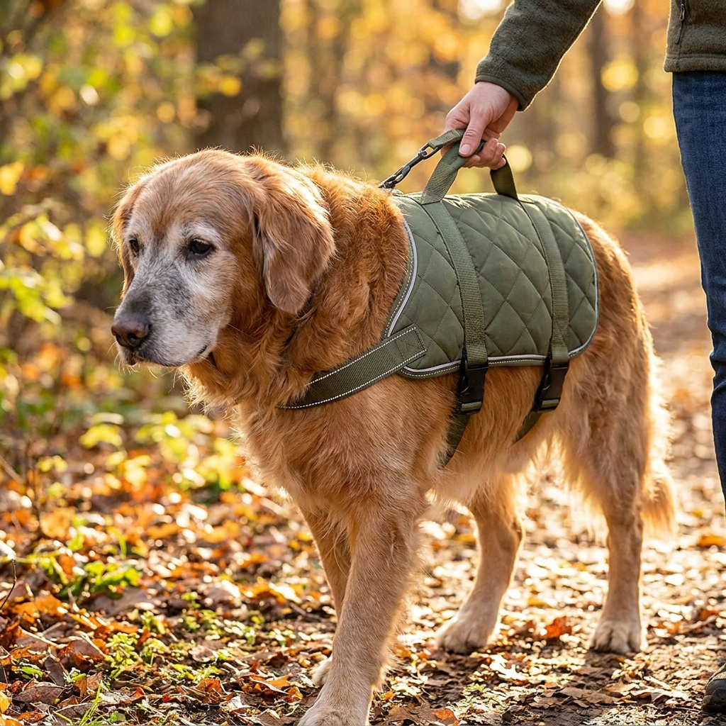 GraySnout EasyLift Senior Dog Harness - padded support harness with rear handle